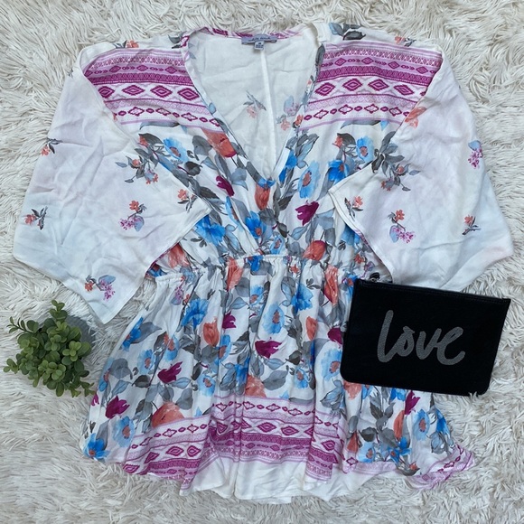 πHPπ White Birch Floral Blouse π White Magenta & Blue - Picture 3 of 15
